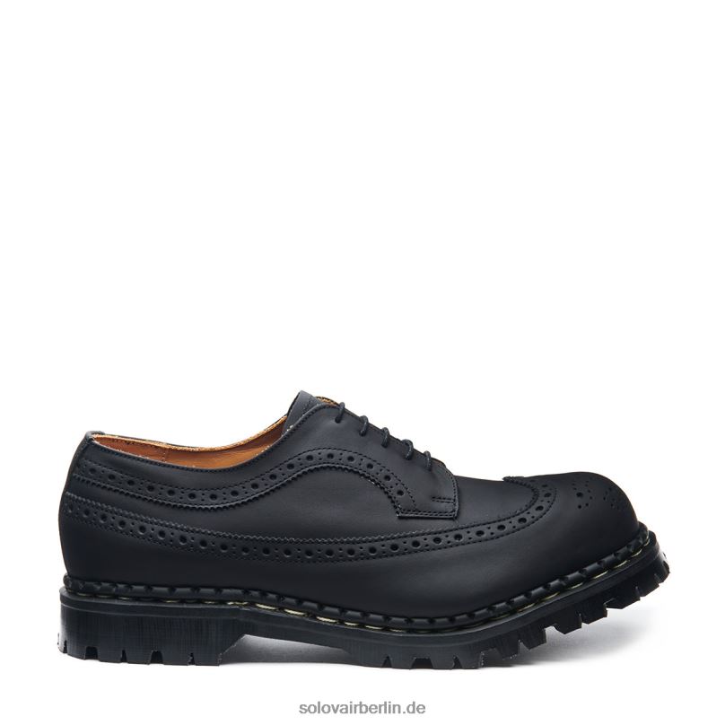 Frauen Solovair Schwarzer, Fettiger, Amerikanischer Brogue-schuh Mit Stahlkappe 0284f360