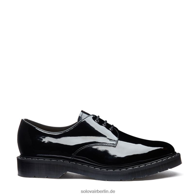 Frauen Solovair Gibson-schuh Aus Schwarzem Lack 0284f386