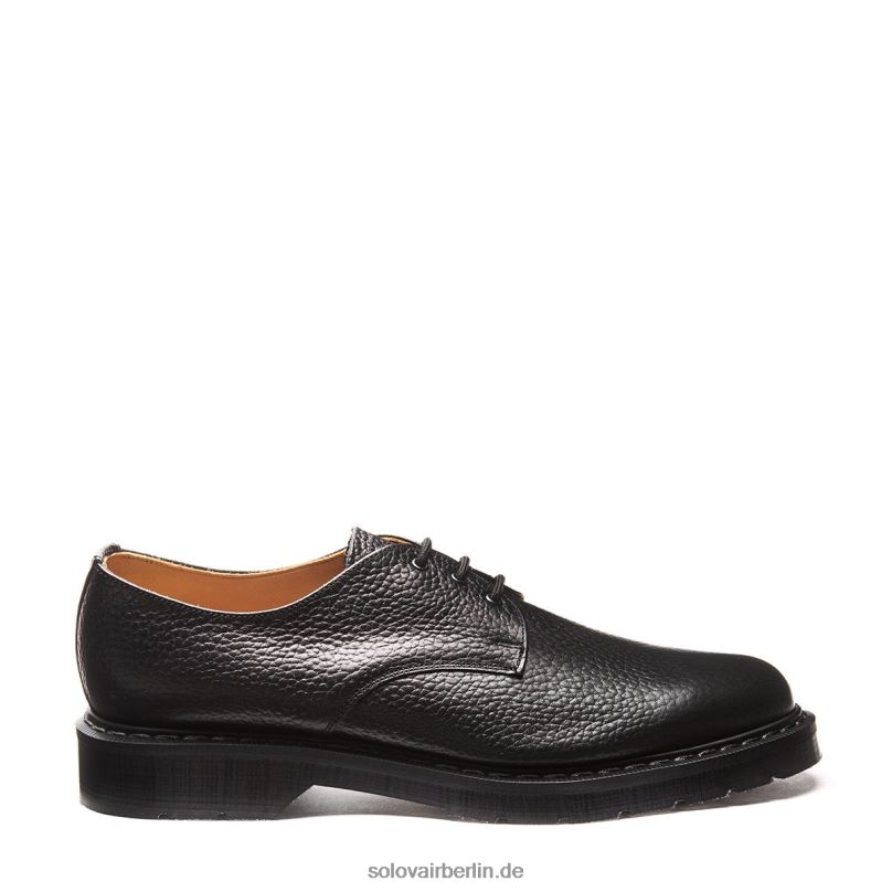Frauen Solovair Gibson-schuh Mit 3 ösen In Schwarzem Korn 0284f389