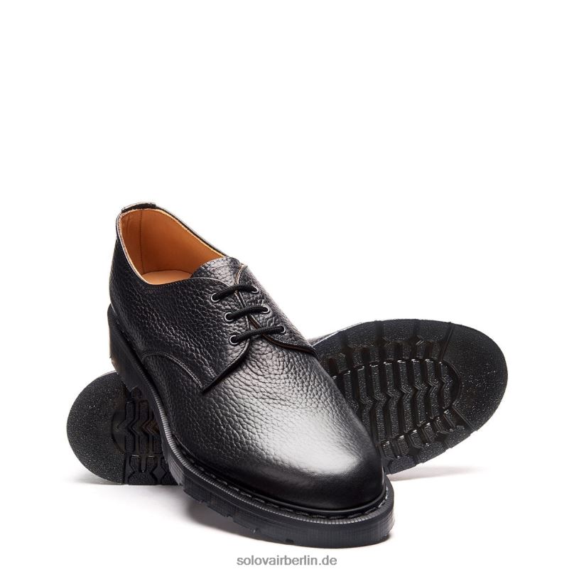 Frauen Solovair Gibson-schuh Mit 3 ösen In Schwarzem Korn 0284f389