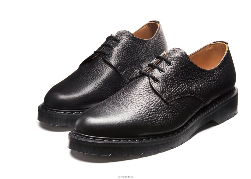 Frauen Solovair Gibson-schuh Mit 3 ösen In Schwarzem Korn 0284f389