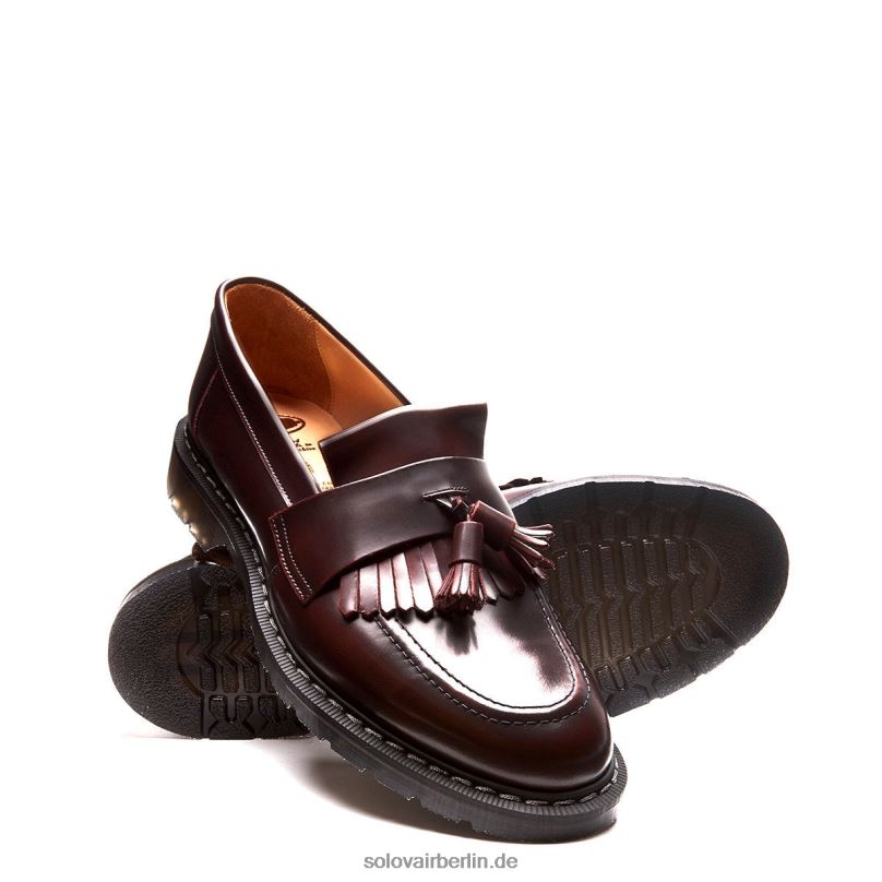 Frauen Solovair Burgunderfarbener Quasten-Loafer Mit Abreibung 0284f392