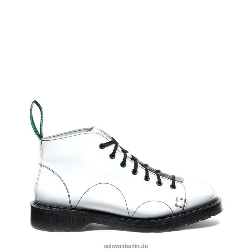 Frauen Solovair Weißer Hochglänzender Affenstiefel 0284f351