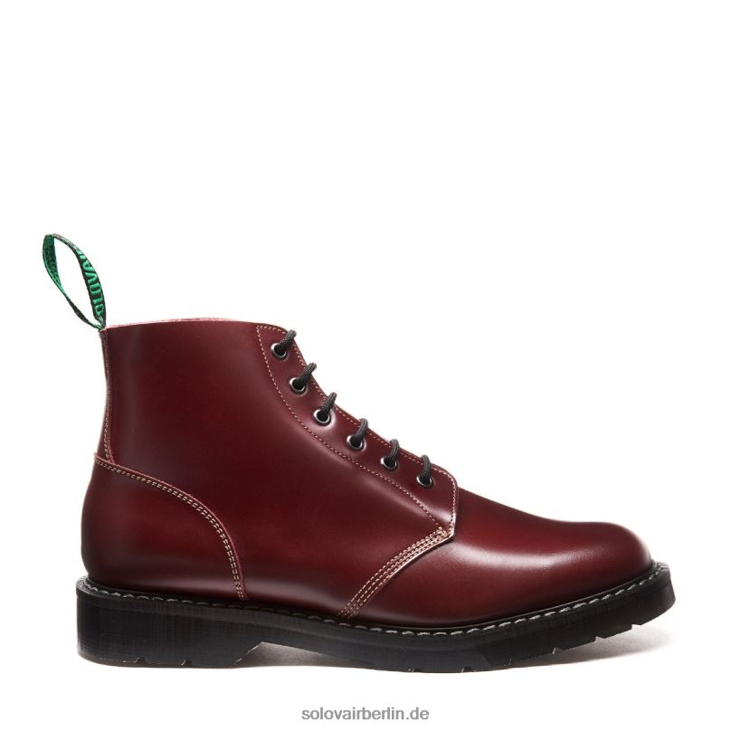 Frauen Solovair Oxblood Hi-shine Astronautenstiefel Mit 6 ösen 0284f244