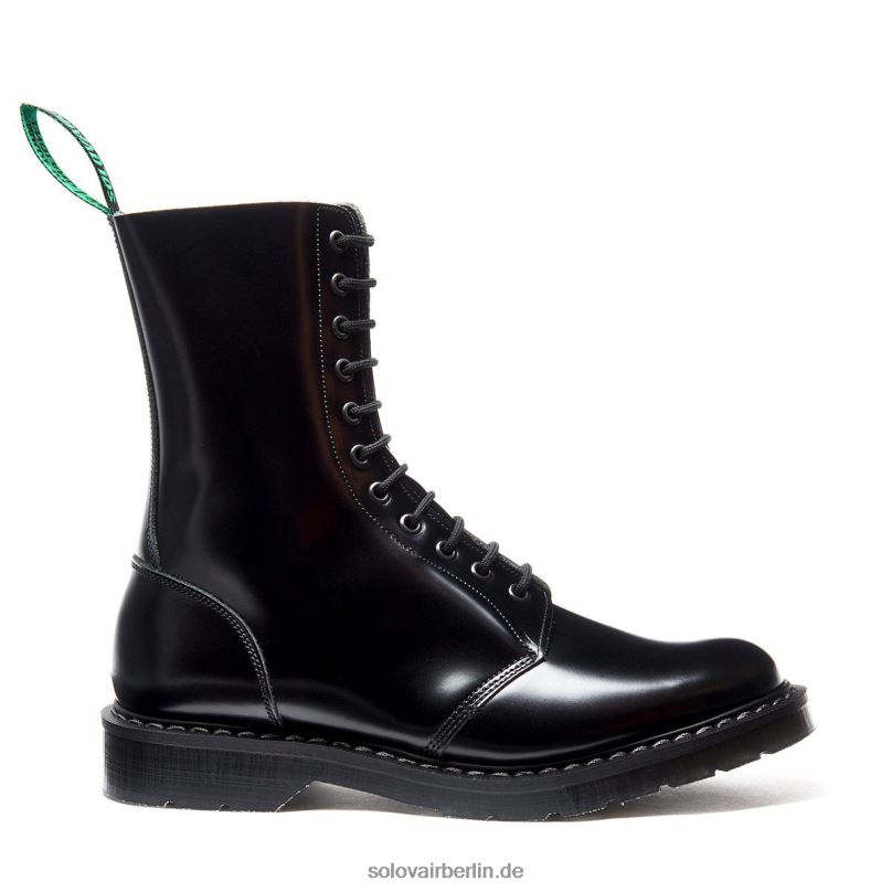 Frauen Solovair Schwarzer Hochglänzender Astronautenstiefel Mit 11 ösen 0284f233