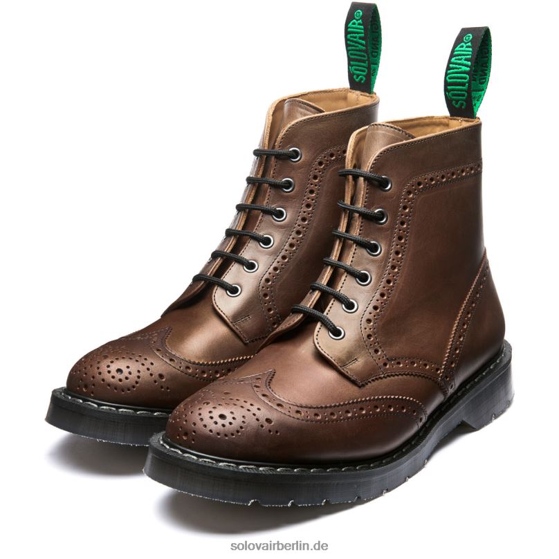 Frauen Solovair Gaucho Crazy Horse Brogue-stiefel Mit 6 ösen 0284f254