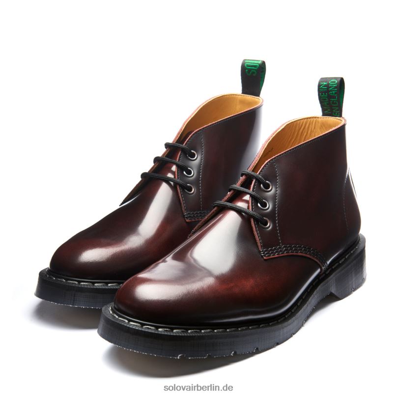 Frauen Solovair Chukka-stiefel Mit 3 ösen In Burgunderrot 0284f257