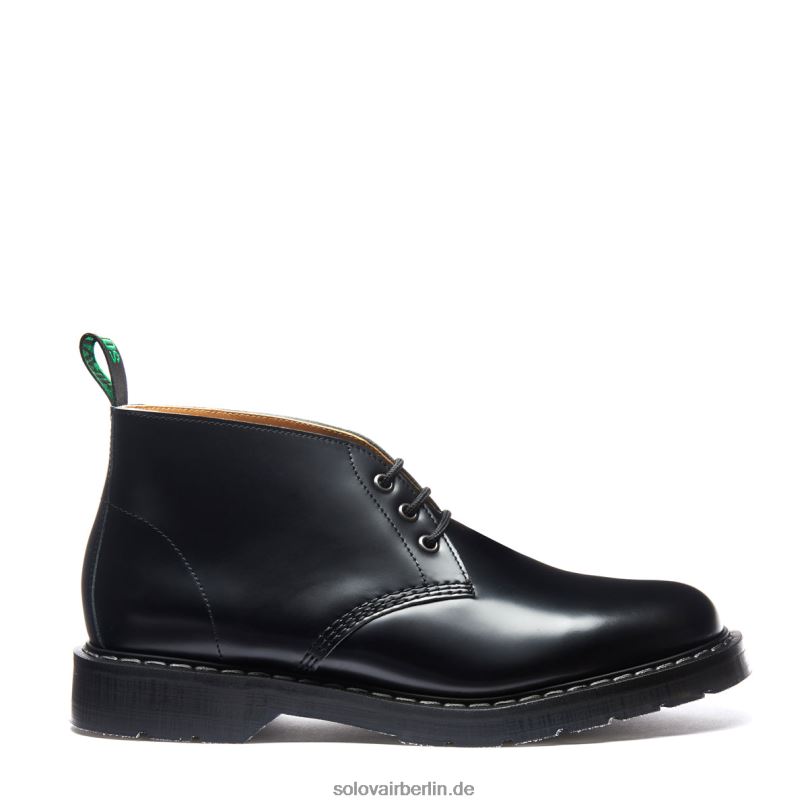 Frauen Solovair Schwarzer, Hochglänzender Chukka-stiefel Mit 3 ösen 0284f255