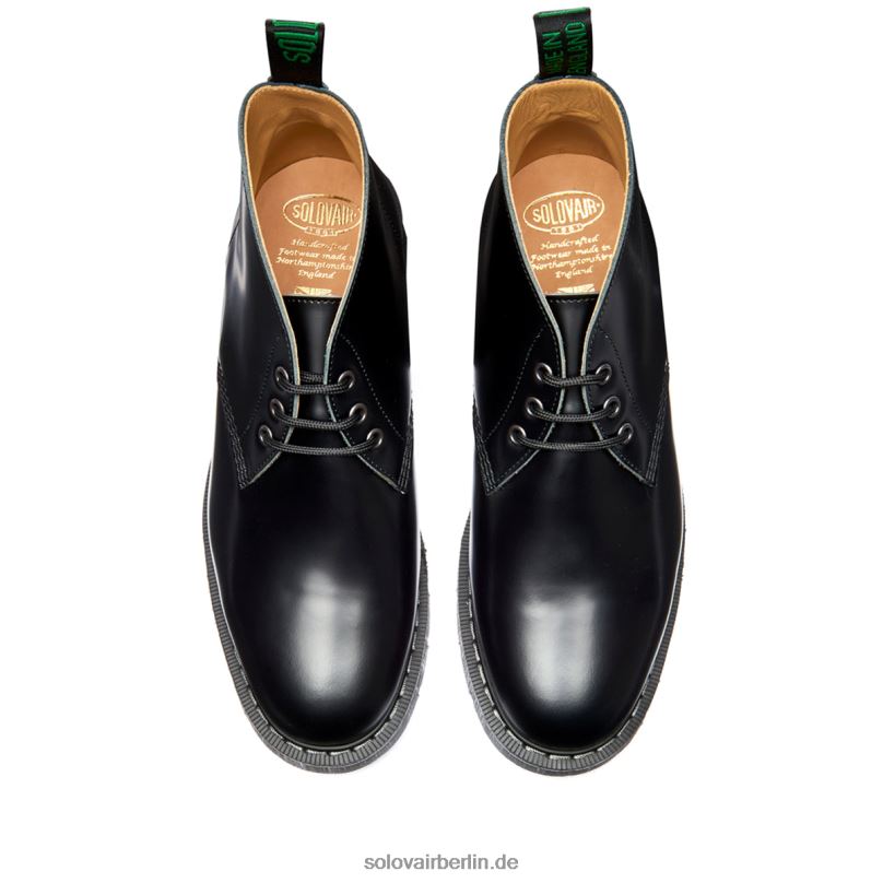Frauen Solovair Schwarzer, Hochglänzender Chukka-stiefel Mit 3 ösen 0284f255