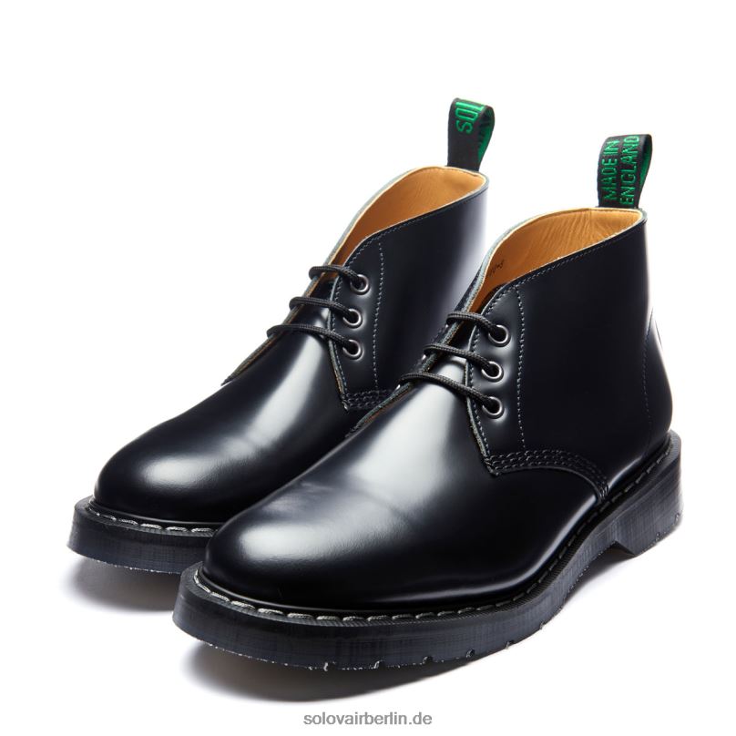 Frauen Solovair Schwarzer, Hochglänzender Chukka-stiefel Mit 3 ösen 0284f255