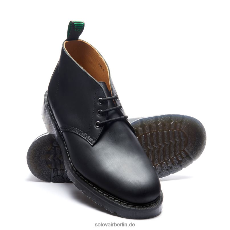 Frauen Solovair Schwarzer Fettiger Chukka-stiefel Mit 3 ösen 0284f256