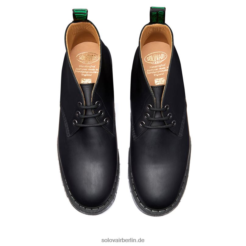 Frauen Solovair Schwarzer Fettiger Chukka-stiefel Mit 3 ösen 0284f256