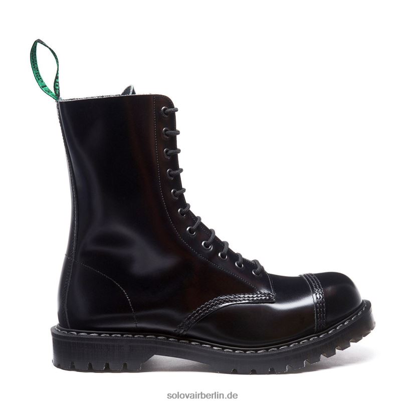 Frauen Solovair Englischer Schwarzer 11-loch-derby-stiefel Mit Stahlkappe 0284f281