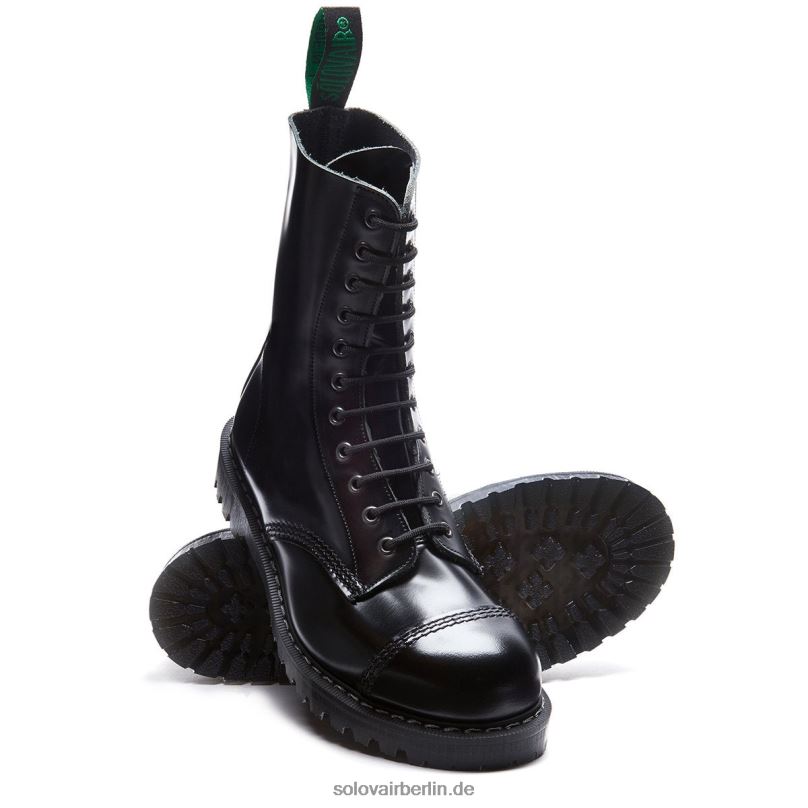 Frauen Solovair Englischer Schwarzer 11-loch-derby-stiefel Mit Stahlkappe 0284f281