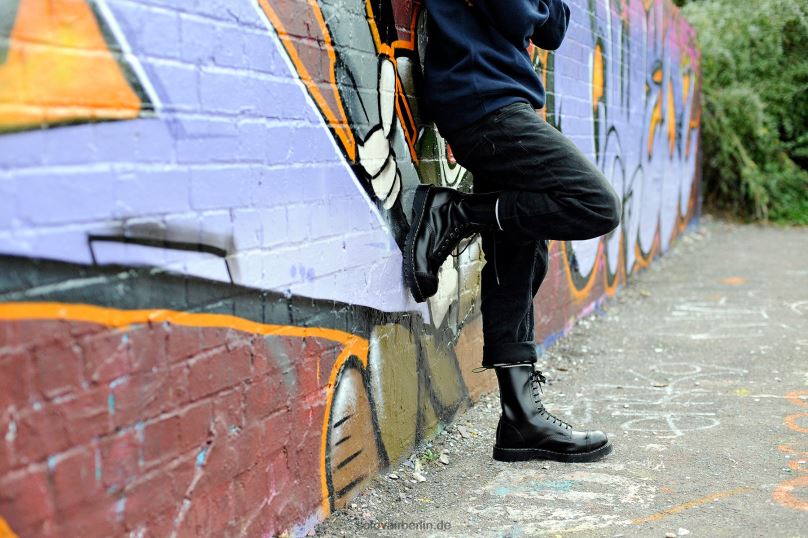 Frauen Solovair Englischer Schwarzer 11-loch-derby-stiefel Mit Stahlkappe 0284f281