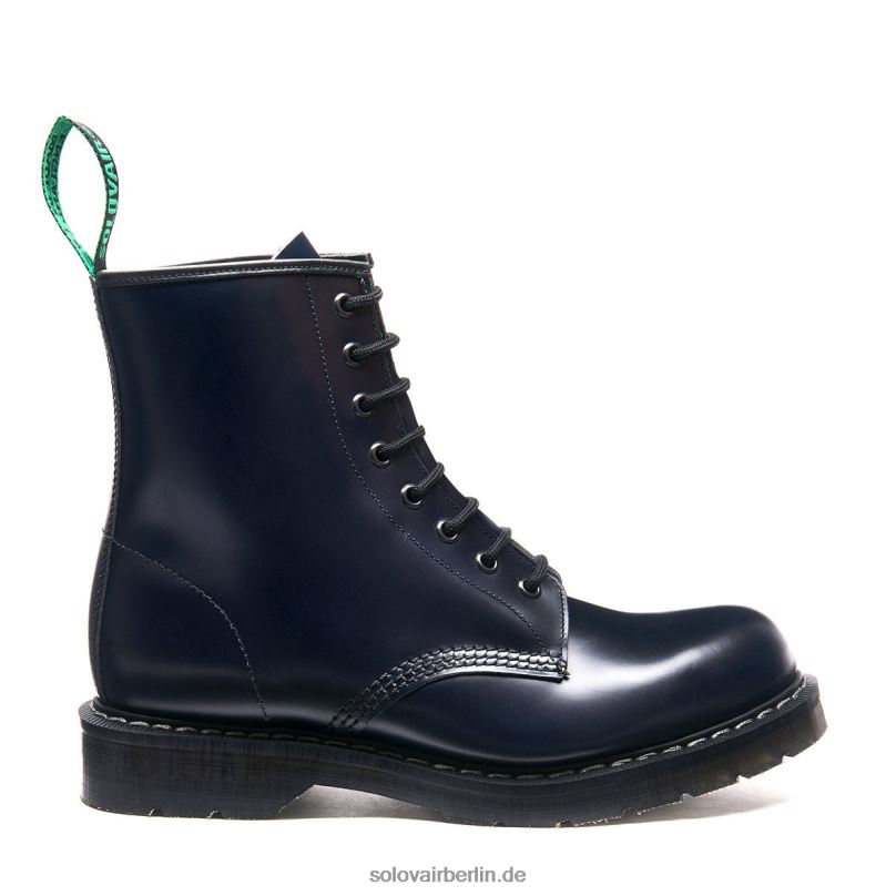 Frauen Solovair Marineblauer, Hochglänzender Derby-stiefel Mit 8 ösen 0284f294