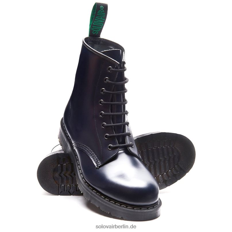 Frauen Solovair Marineblauer, Hochglänzender Derby-stiefel Mit 8 ösen 0284f294