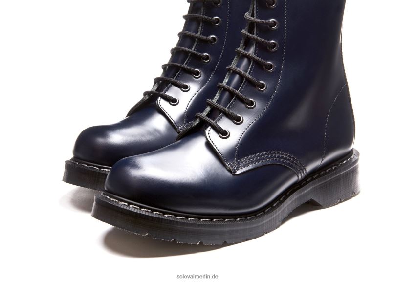 Frauen Solovair Marineblauer, Hochglänzender Derby-stiefel Mit 8 ösen 0284f294