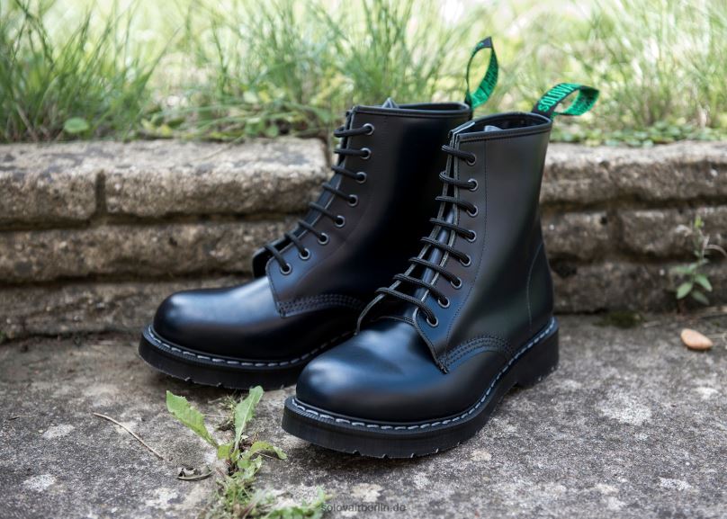 Frauen Solovair Marineblauer, Hochglänzender Derby-stiefel Mit 8 ösen 0284f294