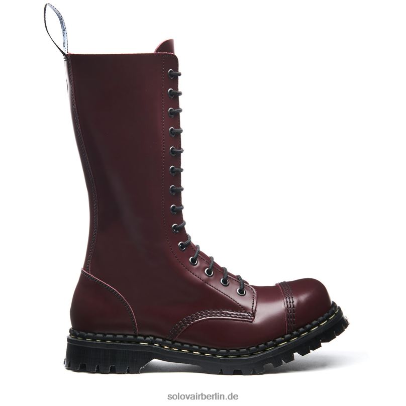 Frauen Solovair Oxblood Hi-shine 14-loch-derby-stiefel Mit Stahlkappe 0284f331