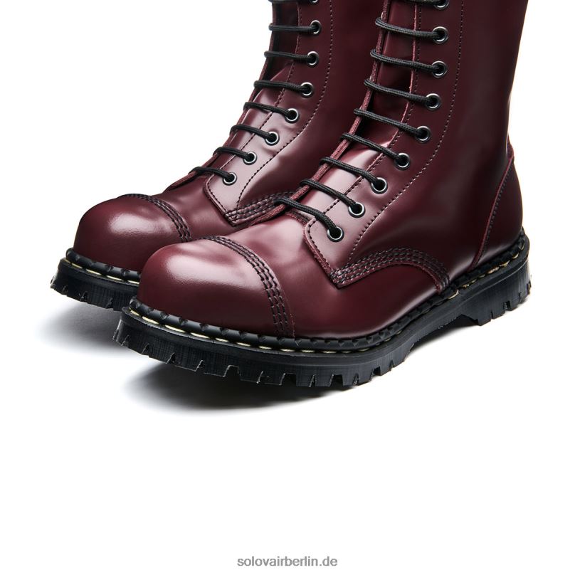 Frauen Solovair Oxblood Hi-shine 14-loch-derby-stiefel Mit Stahlkappe 0284f331