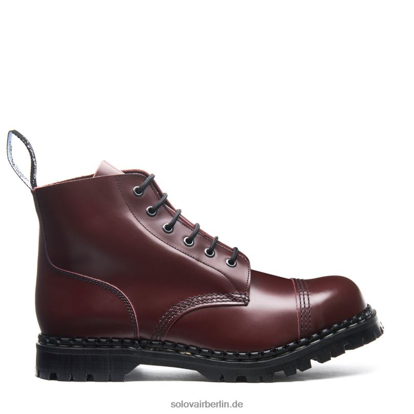 Frauen Solovair Oxblood Hi-shine 6-loch-derby-stiefel Mit Stahlkappe 0284f296