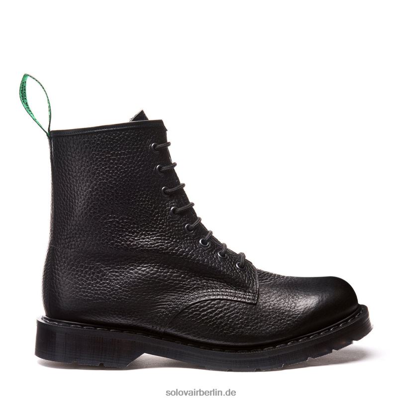 Frauen Solovair Schwarzer 8-loch-derby-stiefel Mit Maserung 0284f295