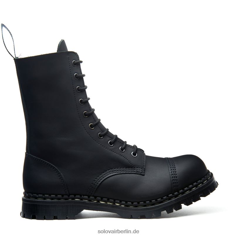 Frauen Solovair Schwarzer, Fettiger 10-loch-derby-stiefel Mit Stahlkappe 0284f299