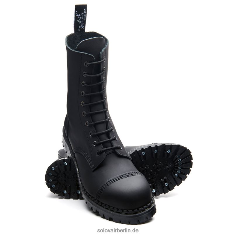 Frauen Solovair Schwarzer, Fettiger 10-loch-derby-stiefel Mit Stahlkappe 0284f299