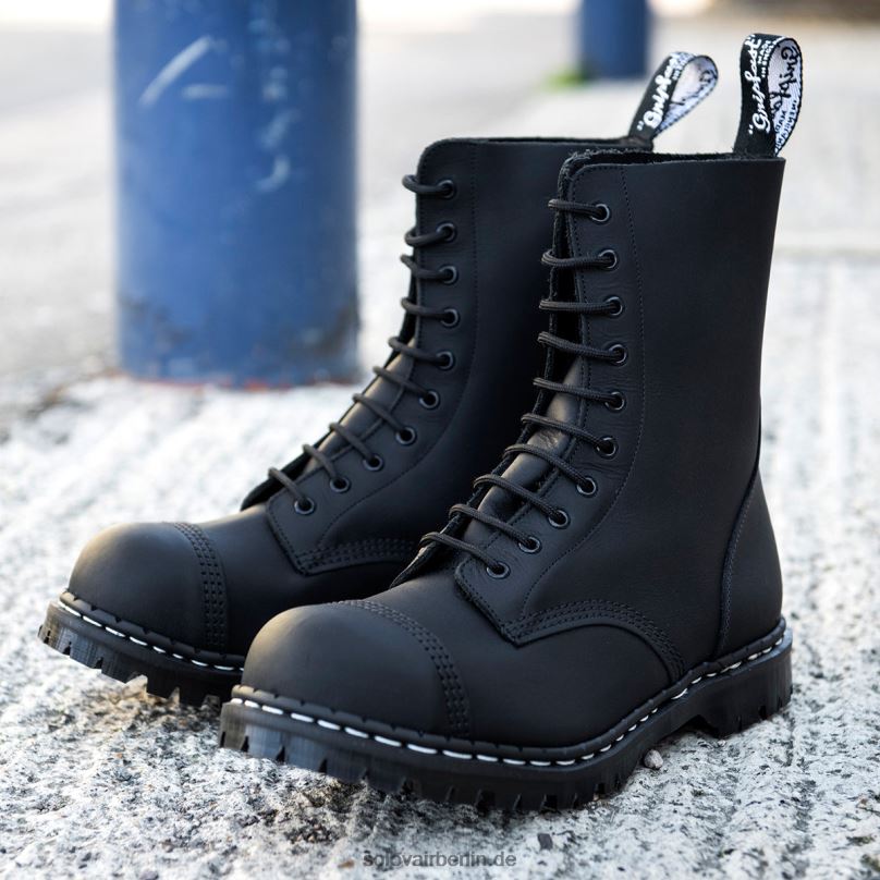 Frauen Solovair Schwarzer, Fettiger 10-loch-derby-stiefel Mit Stahlkappe 0284f299