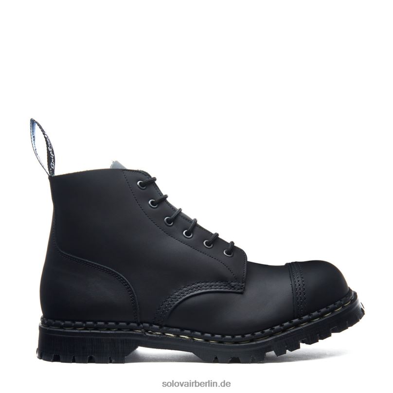 Frauen Solovair Schwarzer, Fettiger 6-loch-derby-stiefel Mit Stahlkappe 0284f303