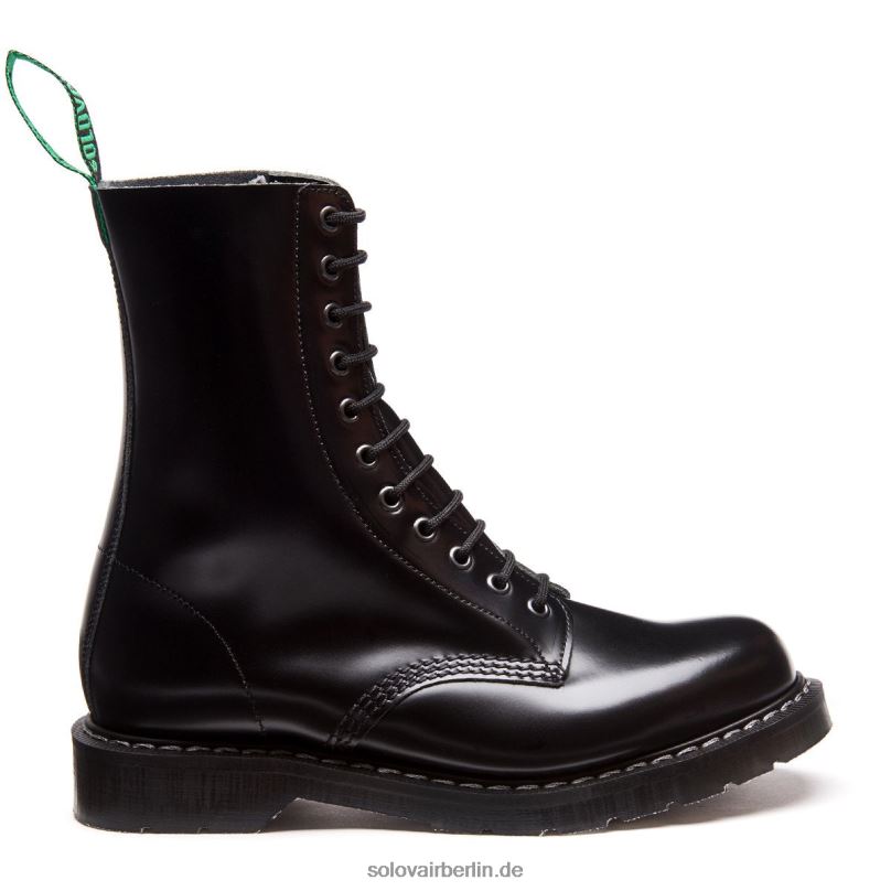 Frauen Solovair Schwarzer, Hochglänzender 11-loch-derby-stiefel 0284f282