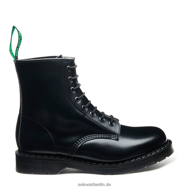 Frauen Solovair Schwarzer, Veganer Hi-shine 8-loch-derby-stiefel 0284f290