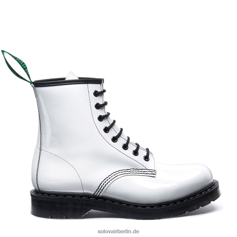Frauen Solovair Weißer 8-loch-derby-stiefel Aus Lackleder 0284f320
