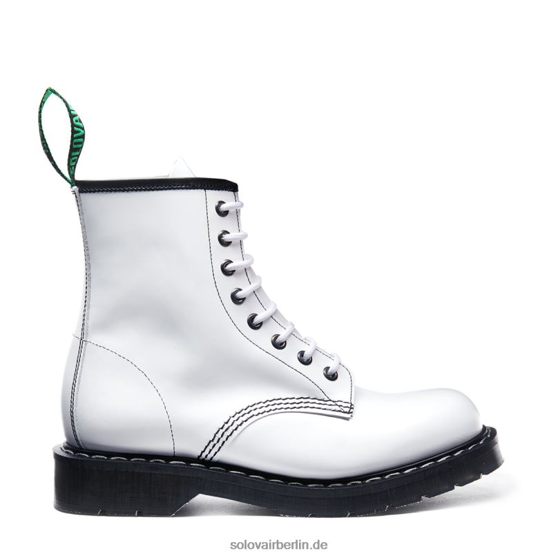 Frauen Solovair Weißer, Hochglänzender 8-loch-derby-stiefel 0284f319
