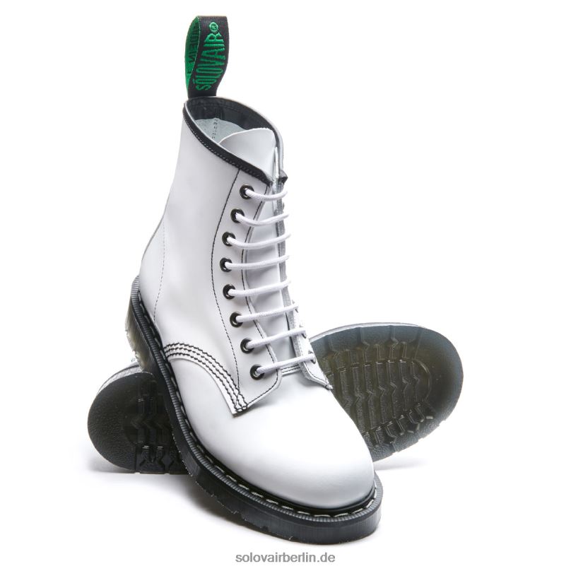 Frauen Solovair Weißer, Hochglänzender 8-loch-derby-stiefel 0284f319