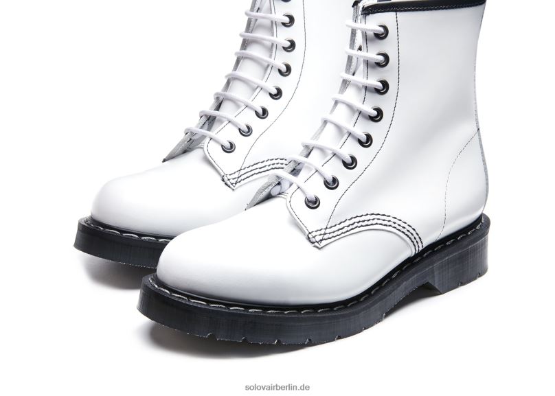 Frauen Solovair Weißer, Hochglänzender 8-loch-derby-stiefel 0284f319