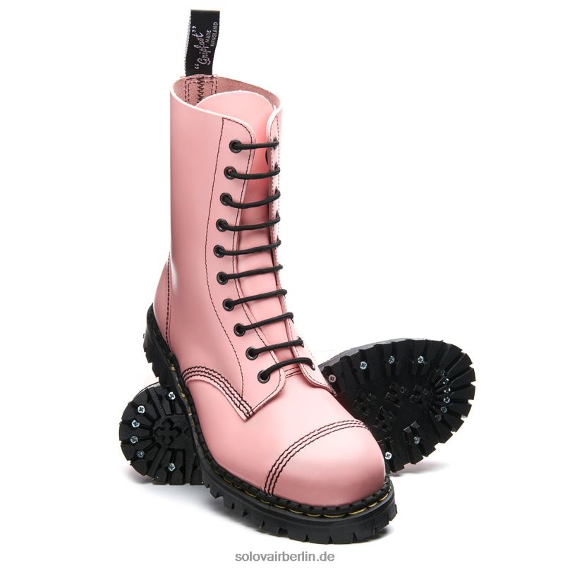 Frauen Solovair Zartrosa, Hochglänzender 10-loch-derby-stiefel Mit Stahlkappe 0284f323