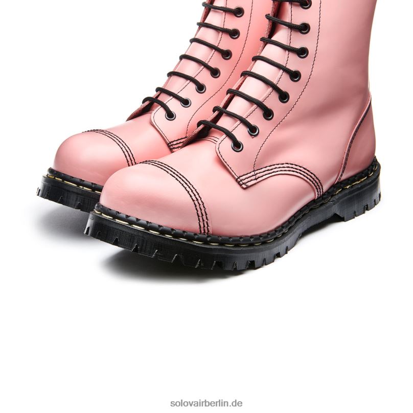 Frauen Solovair Zartrosa, Hochglänzender 10-loch-derby-stiefel Mit Stahlkappe 0284f323
