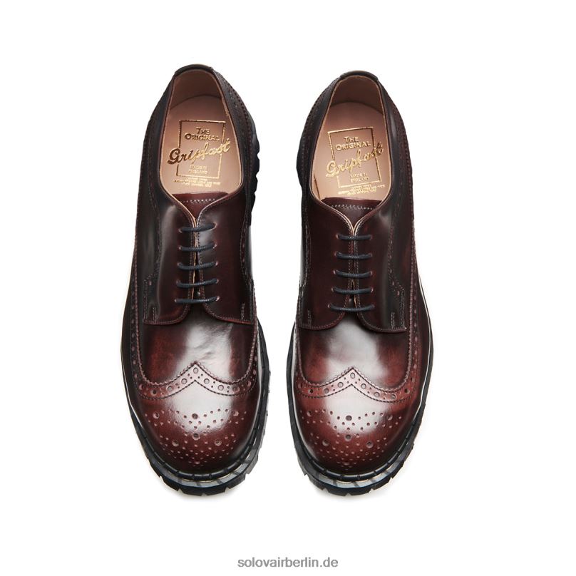 Männer Solovair Amerikanischer Brogue-schuh Mit Stahlkappe In Burgunderrot 0284f163