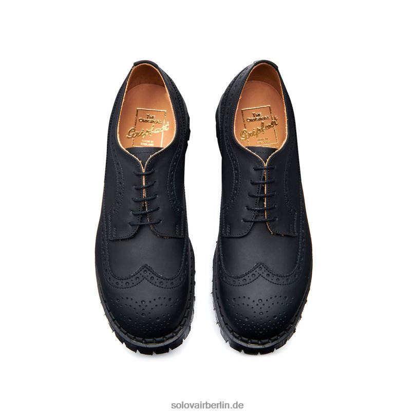 Männer Solovair Schwarzer, Fettiger, Amerikanischer Brogue-schuh Mit Stahlkappe 0284f164