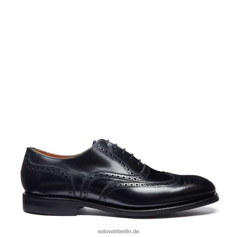Männer Solovair Schwarzer, Hochglänzender Oxford-brogue-schuh Mit 5 ösen 0284f174