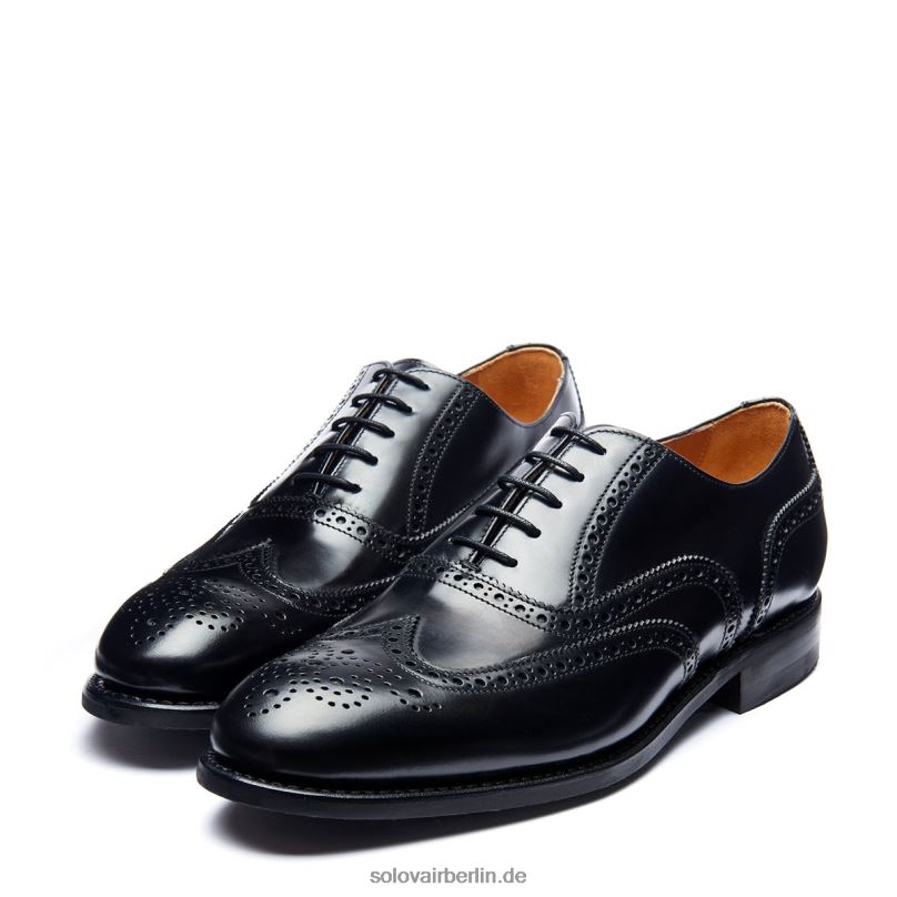Männer Solovair Schwarzer, Hochglänzender Oxford-brogue-schuh Mit 5 ösen 0284f174