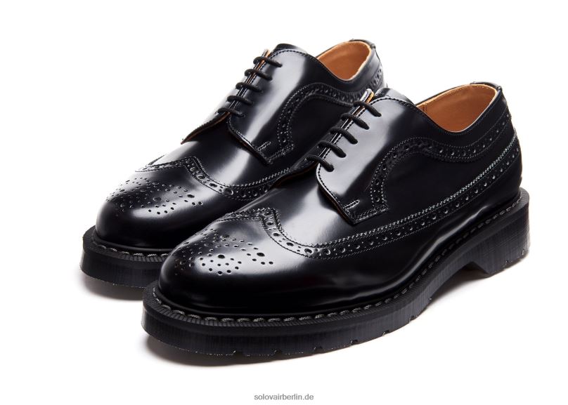 Männer Solovair Schwarzer, Hochglänzender Amerikanischer Brogue-schuh 0284f161
