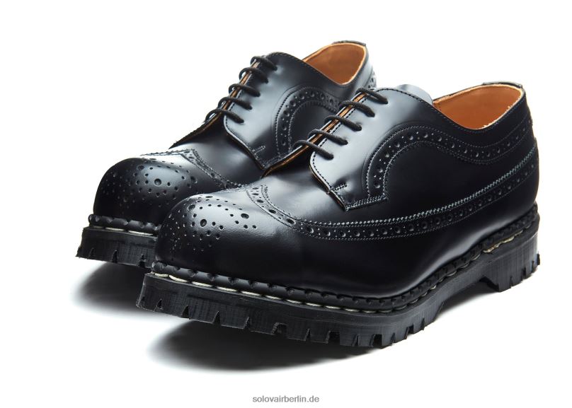 Männer Solovair Schwarzer, Hochglänzender Amerikanischer Brogue-schuh Mit Stahlkappe 0284f165