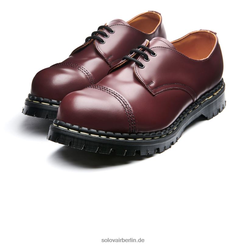 Männer Solovair Oxblood Hi-shine Stahlkappen-gibson-schuh 0284f191