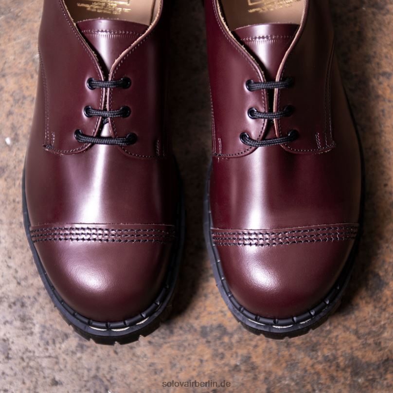 Männer Solovair Oxblood Hi-shine Stahlkappen-gibson-schuh 0284f191