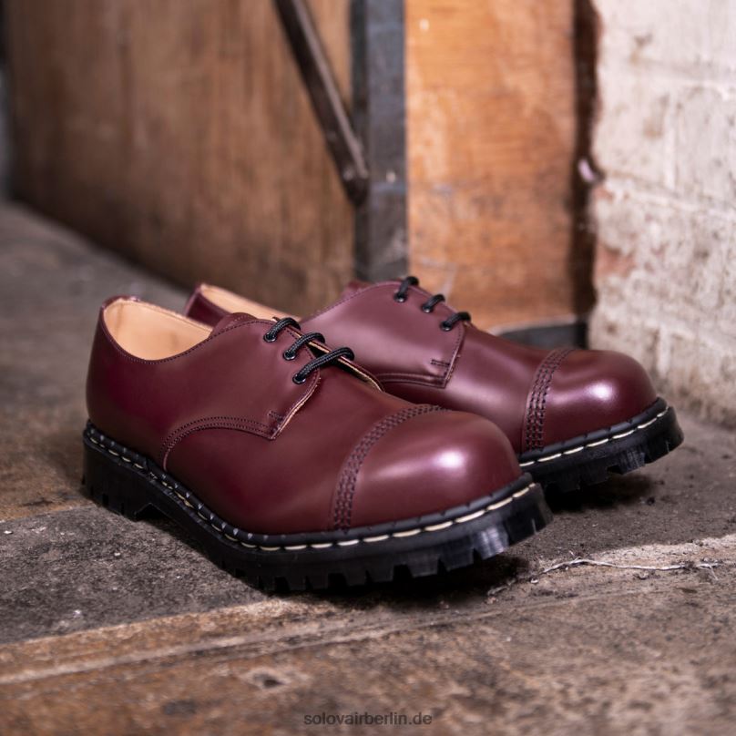 Männer Solovair Oxblood Hi-shine Stahlkappen-gibson-schuh 0284f191