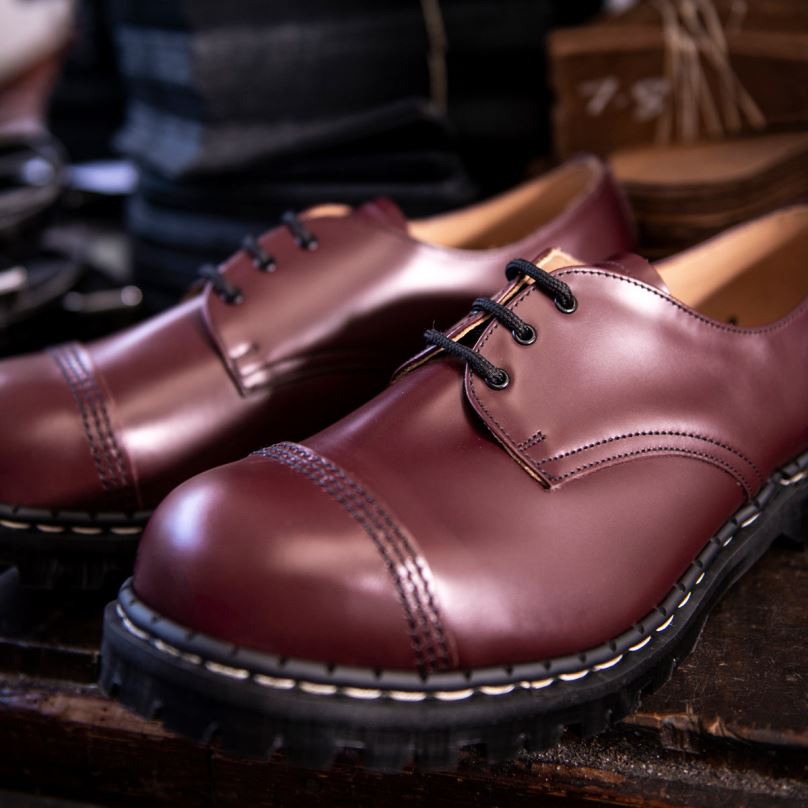 Männer Solovair Oxblood Hi-shine Stahlkappen-gibson-schuh 0284f191