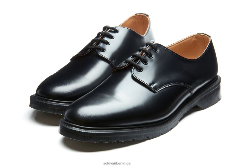 Männer Solovair Schwarzer, Hochglänzender Schuh Mit 4 ösen 0284f195